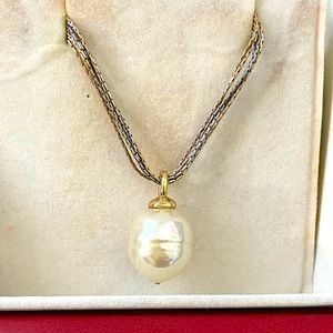 💕16MM BAROQUE PEARL NECKLACE 7 STRAND CHAIN MAJORICA 1890 SS VERMEIL